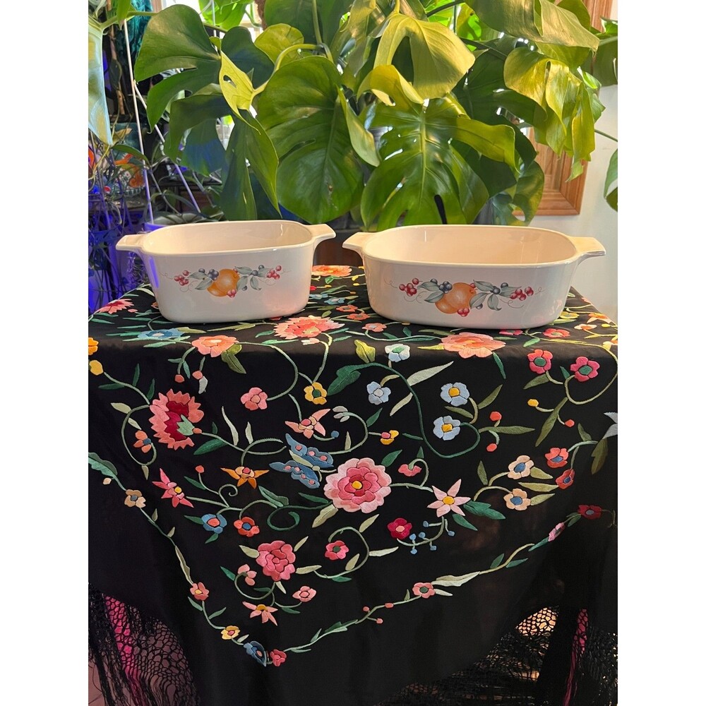 Set of 1990s CorningWare "Abundance" Pattern Casserole dishes